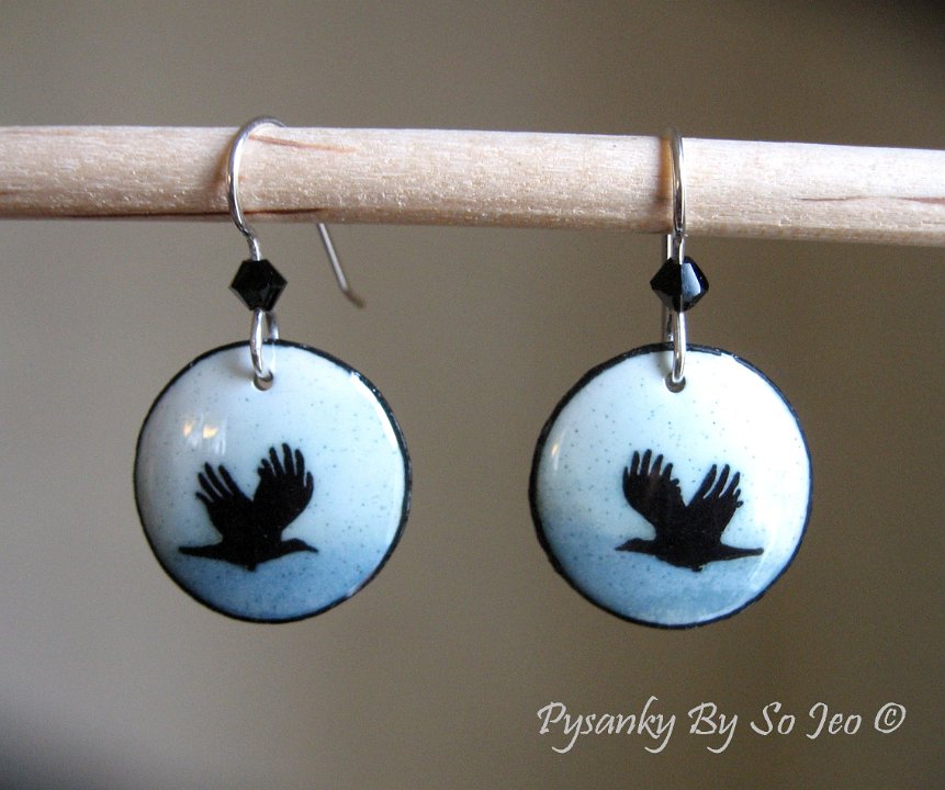 Two Crows Joy Earrings Pysanky Jewelry by So Jeo